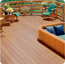 Image of a backyard deck with a semi-transparent coating