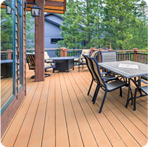 Image of a backyard deck with a transparent coating