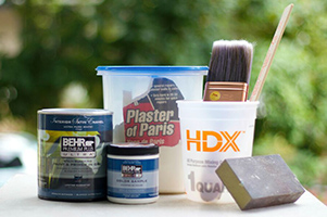 refinishing supplies on table