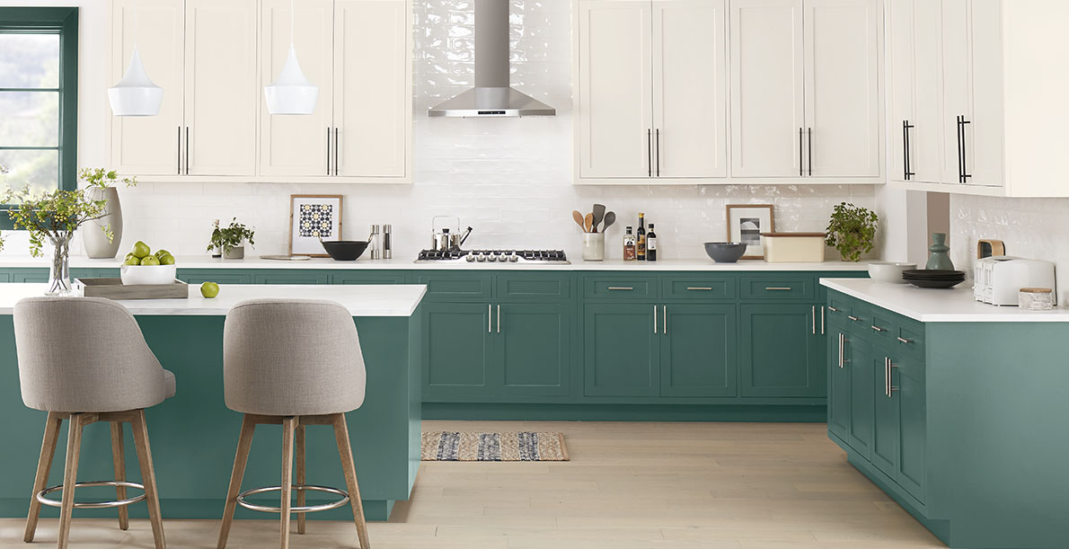 cuisine vert moderne confortable et accueillante