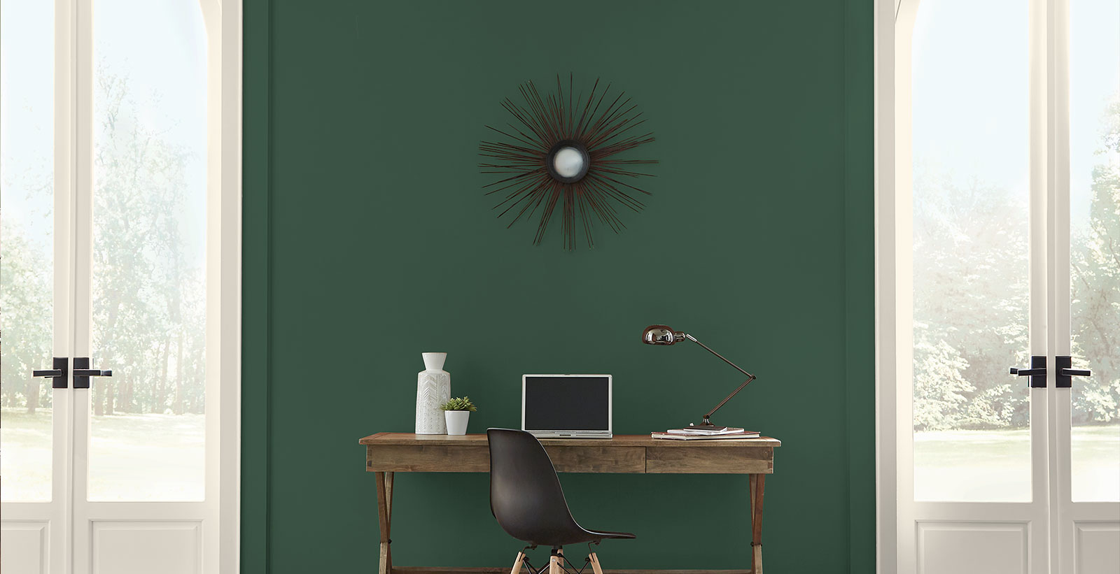 bureau vert moderne audacieux et dramatique