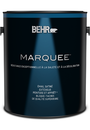 One 3.79 L can of Marquee exterior paint, satin enamel