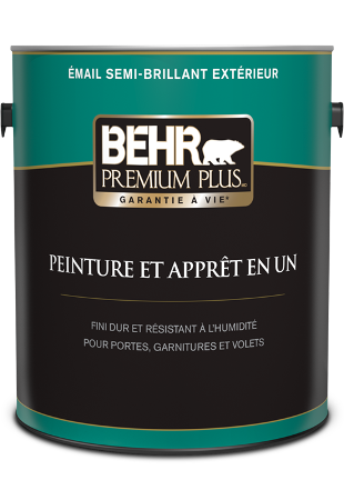 One 3.79 L can of Premium Plus exterior paint, semi-gloss