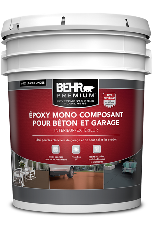Revêtement époxy mono composant auto-apprêtant intérieur/extérieur pour  béton et garage, BEHR PREMIUM