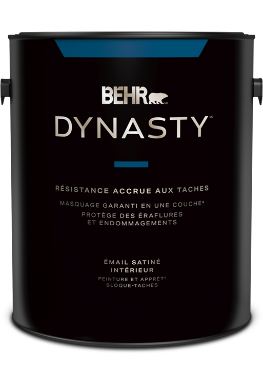One 3.79 L can of Dynasty interior paint, satin enamel