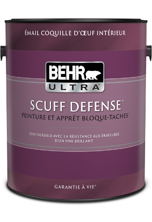 One 3.79 L can of Behr Ultra Scuff Defense interior paint. eggshell