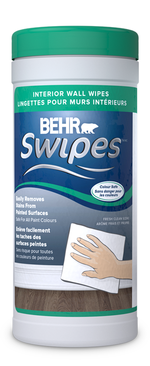 Container of Behr Swipes interior wall wipes