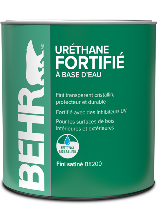 Can of Behr Water Based Spar Urethane, interior