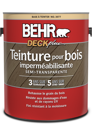 1 gal can of Behr DeckPlus Semi Transparent Waterproofing Wood Stain
