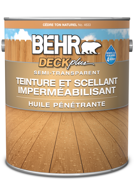 1 gal can of Behr Premium Semi-Transparent Waterproofing Stain and Sealer Penetrating Oil