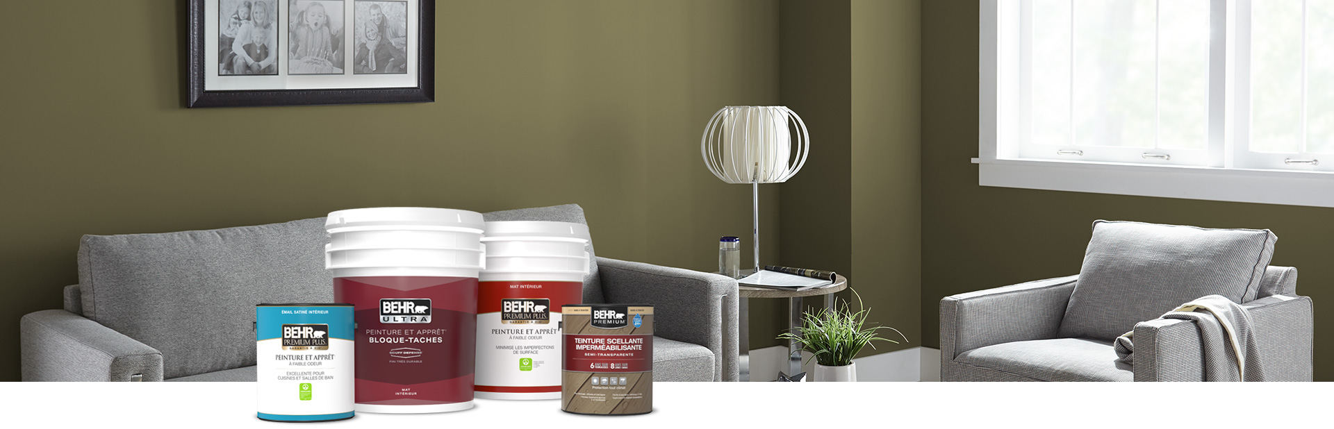 Paint Cans in green living room