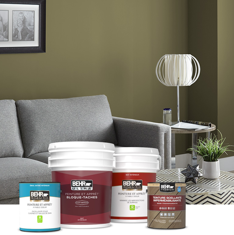 Paint Cans in green living room