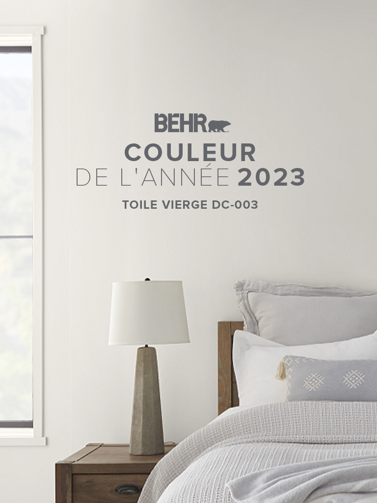 Banner image of bedroom painted in Blank Canvas, featuring Behr Colour of the Year, Blank Canvas.