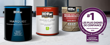 Élues peinture intérieure, peinture extérieure et teinture extérieure les plus dignes de confiance selon les consommateurs canadiens d’après l’Étude 2025 de BrandSparkMD sur la confiance des Canadiens.