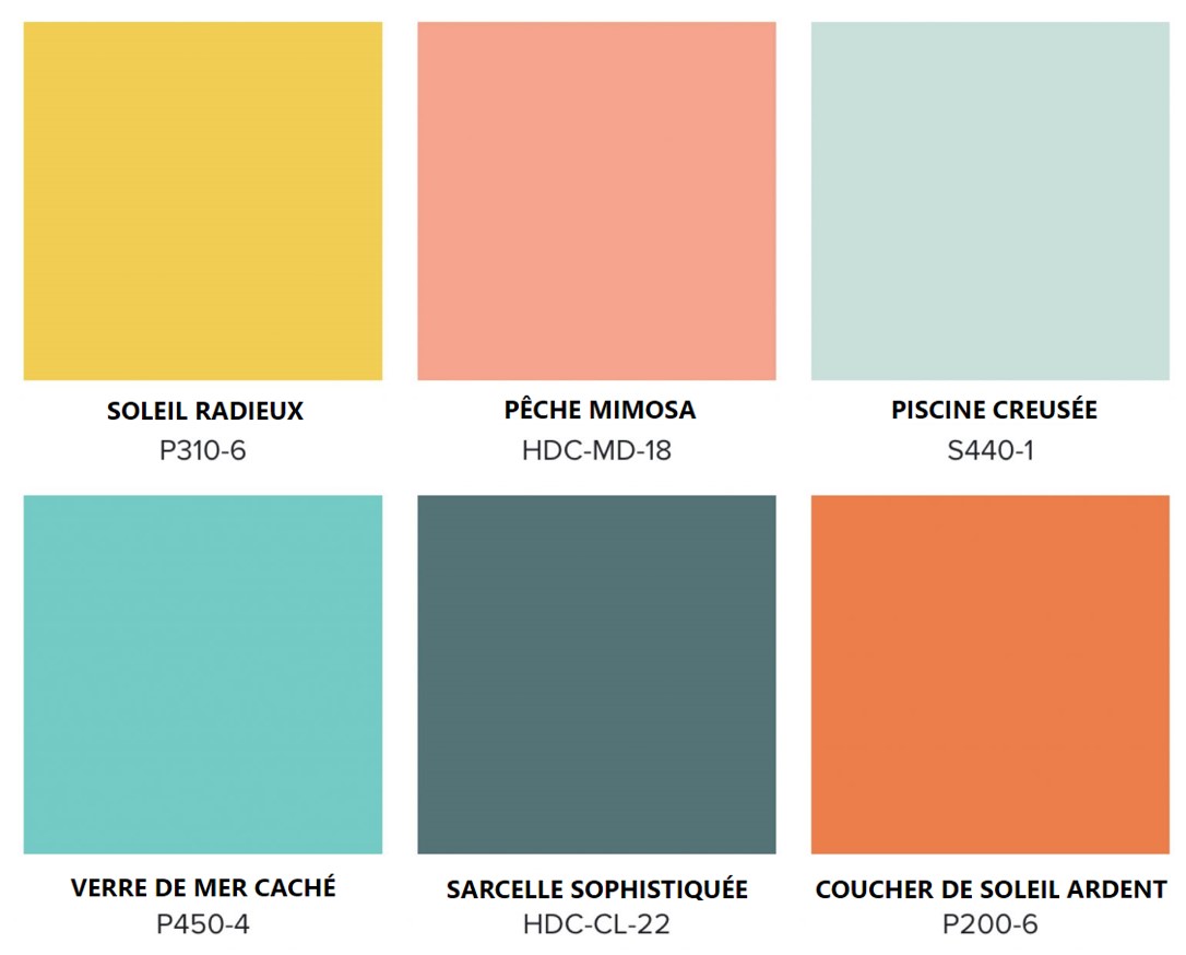 Une palette de six couleurs inspirées par la piscine et l'été