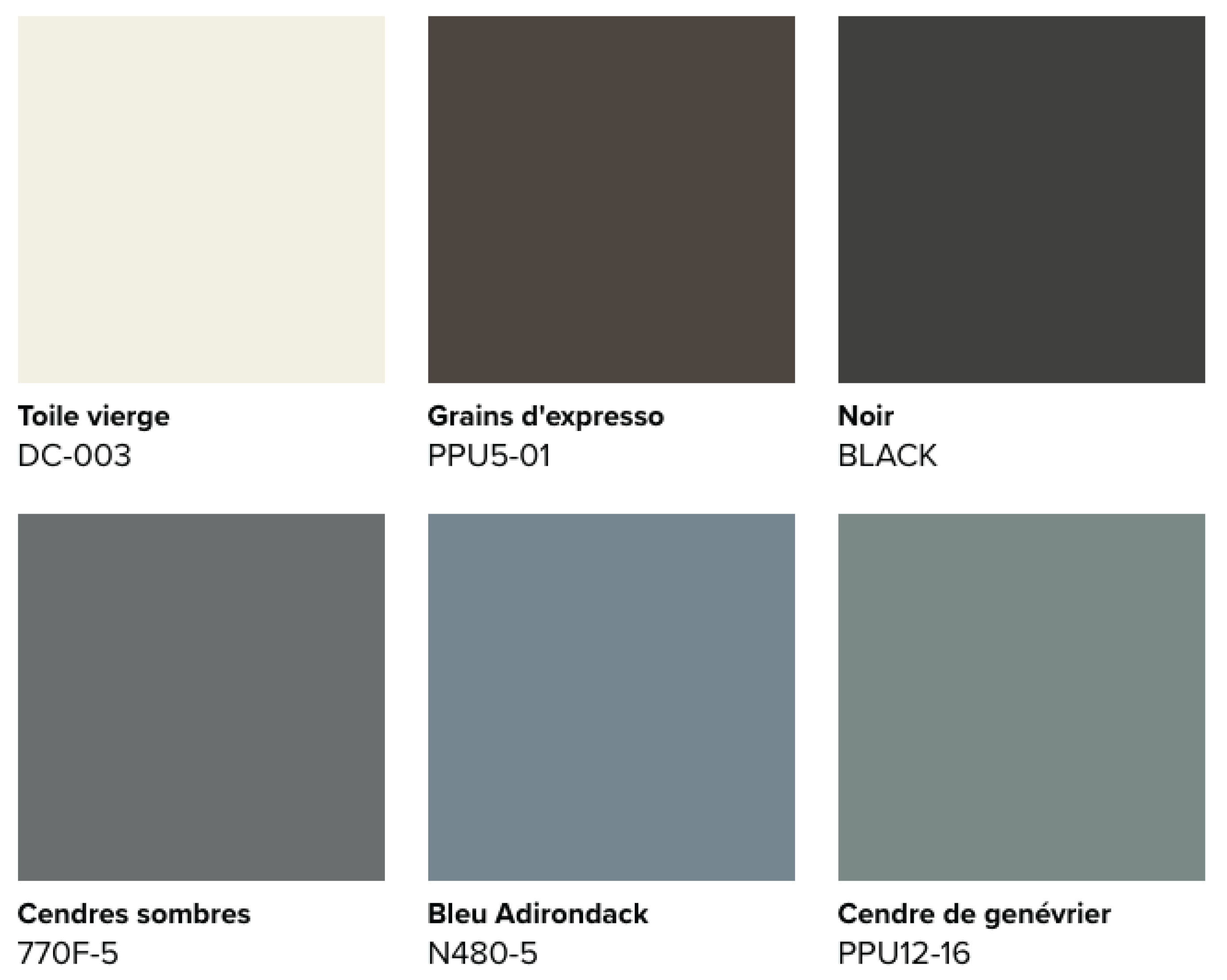 Cette image montre une palette de couleurs soigneusement choisies, composée de teintes neutres, de tons terreux et de nuances feutrées qui permettent de créer un décor apaisant et harmonieux dans les petits espaces extérieurs.